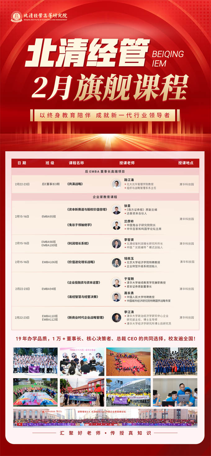 清華大學emba總裁班2025年課程設置